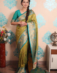 Mehendi Green Paithani Silk Saree with Meenakari Zari Woven Border and Pallu