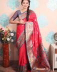 Pink Paithani Silk Saree with Meenakari Zari Woven Border and Pallu
