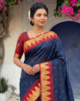Black Vidya Balan Inspired Muniya Temple Paithani Silk Saree