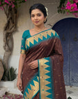 Coffee Vidya Balan Inspired Muniya Temple Paithani Silk Saree