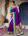 Purple Vidya Balan Inspired Muniya Temple Paithani Silk Saree