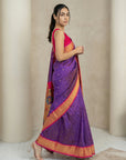 Violet Soft Paithani Silk Zari Woven Saree with Peacock Pallu