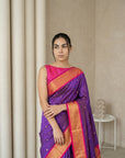 Violet Soft Paithani Silk Zari Woven Saree with Peacock Pallu
