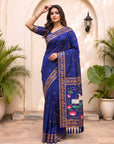 Violet Soft Zari Woven Saree with Lotus Pichwai Concept Pallu