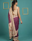 Wine Tussar Silk Saree with Bandhani Pattern Saree