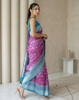 Magenta Soft Ikkat Patola Silk Geometric Ikkat Weaves Saree