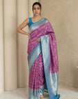 Magenta Soft Ikkat Patola Silk Geometric Ikkat Weaves Saree