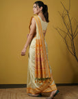 Cream & Yellow Soft Handloom with detailed Motifs Silk Saree