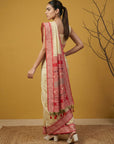 Cream & Red Soft Handloom with detailed Motifs Silk Saree