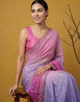 Pink & Lavender Soft Fendy Satin with Gotapatti Work Padding Saree