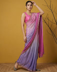 Pink & Lavender Soft Fendy Satin with Gotapatti Work Padding Saree