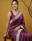 Dark Pink Organza Silk Jamdani Pattern Zari Woven Saree