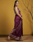 Pink Soft Tropical Floral Printed Silk Saree