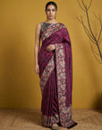 Pink Soft Tropical Floral Printed Silk Saree