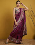 Pink Soft Tropical Floral Printed Silk Saree