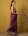 Pink Soft Tropical Floral Printed Silk Saree
