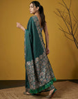 Rama Blue Soft Tropical Floral Printed Silk Saree