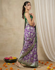 Purple Soft Tussar Silk Saree with Kalamkari Printed Saree