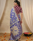Violet Soft Tussar Silk Saree with Kalamkari Printed Saree
