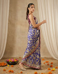 Violet Soft Tussar Silk Saree with Kalamkari Printed Saree