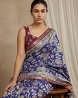 Violet Soft Tussar Silk Saree with Kalamkari Printed Saree