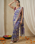 Violet Soft Tussar Silk Saree with Kalamkari Printed Saree