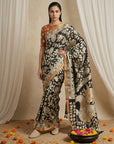 Black Soft Tussar Silk Saree with Kalamkari Printed Saree