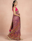 Purple Premium Soft Viscose Silk Zari Woven & Detailed Floral Position Printed Pashmina Saree