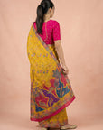 Mustard Yellow Premium Soft Viscose Silk Zari Woven & Detailed Floral Position Printed Pashmina Saree