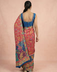 Pink Premium Soft Viscose Silk Zari Woven & Detailed Floral Position Printed Pashmina Saree