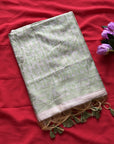 Pista Green Premium Kashmiri Cotton Jamdani Concept Saree