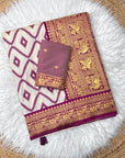 Magenta Soft Ikkat Leheriya Pochampally Silk Saree