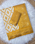 Yellow Soft Ikkat Leheriya Pochampally Silk Saree