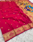 Rani Pink Soft Paithani Silk Saree with Rich Peacock Pallu