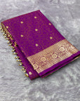 Magenta Premium Banarasi Self Brocade Zari Woven Saree