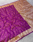 Magenta Premium Banarasi Self Brocade Zari Woven Saree