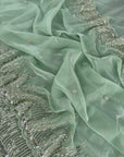 Pista Green Premiun NC Moss Fabric Saree with Pearl Work