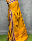 Mustard Yellow Traditional Narayanpet Mul Cotton Saree