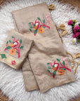 White Traditional Soft Chanderi Cotton American Parrot Pattern Saree