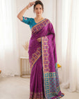 Wine Premium Soft Silk Zari Woven with Ikkat Patola Fusion Saree