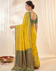 Yellow Premium Soft Silk Zari Woven with Ikkat Patola Fusion Saree