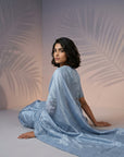 Blue Soft Raspberry Silk with Sequin Embroidery Work Saree