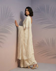 Cream Soft Raspberry Silk with Sequin Embroidery Work Saree