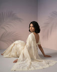 Cream Soft Raspberry Silk with Sequin Embroidery Work Saree