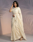 Cream Soft Raspberry Silk with Sequin Embroidery Work Saree