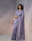 Lavender Soft Raspberry Silk with Sequin Embroidery Work Saree