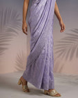 Lavender Soft Raspberry Silk with Sequin Embroidery Work Saree