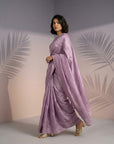 Mauve Soft Raspberry Silk with Sequin Embroidery Work Saree