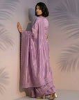 Mauve Soft Raspberry Silk with Sequin Embroidery Work Saree