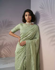 Pista Green Soft Raspberry Silk with Sequin Embroidery Work Saree